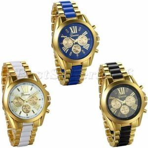 3 PC Men's Wristwatch Gold-Tone Stainless Steel Band, Analog Quartz Movement